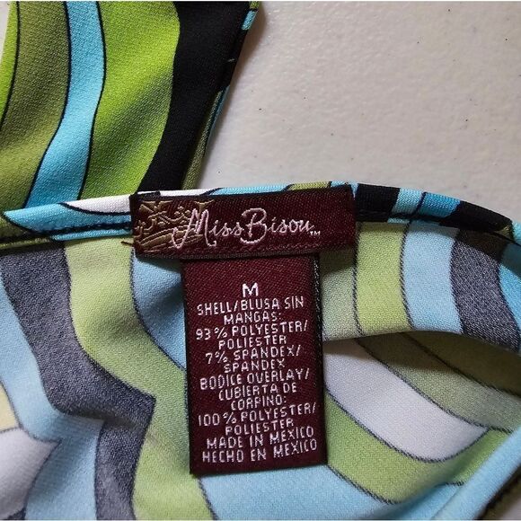 Miss Bisou top women's medium sleeveless multicolored pre-owned - Picture 5 of 5
